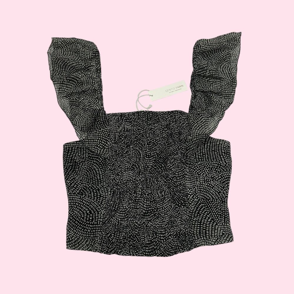 NWT $108 Gentle Fawn Ruffle Strap Polka Dot Cropped Top